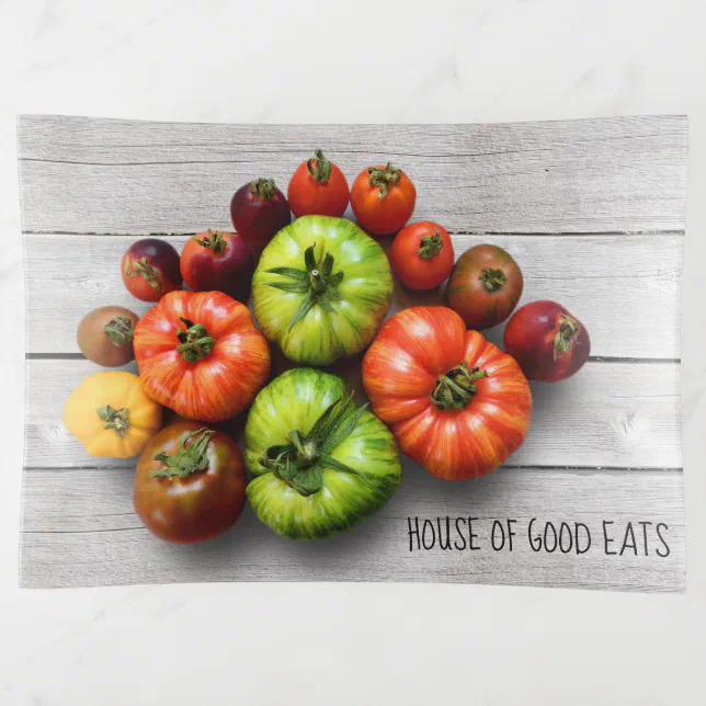 Colorful Striped Tomatoes on Weathered Table Trinket Tray