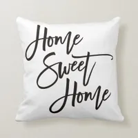 Home Sweet Home Elegant Black Script White Throw Pillow