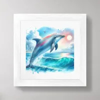 Coastal Beach Under the Sea Dolphin Ocean  Framed Art