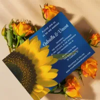 Sunflower on Blue Wedding Invitation