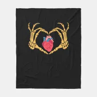 Skeleton Hand Heart Anatomy Cardiac Cvicu Nurse Ha Fleece Blanket