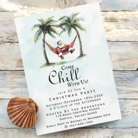 Modern Beach "Come Chill With Us" Christmas Party Invitation