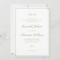Green Garden Wedding Ceremony Minimalist Script Invitation