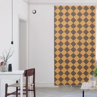 Brown and Blue Pattern on Orange | Blackout Curtains