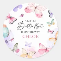 Colorful Butterflies Baby Shower Classic Round Sticker