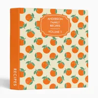 Cute Citrus Oranges Pattern Personalized Recipe 3 Ring Binder