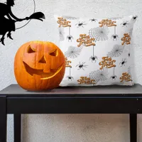 Trick or Treat Typography w/Spiders Pattern ID680 Throw Pillow