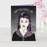 Female Vampire, Romantic Halloween Trick or Treat Card