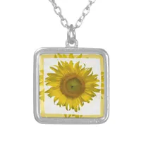 Yellow Sunflower  Silver Plated Necklace