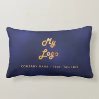 Navy blue gold business logo elegant lumbar pillow