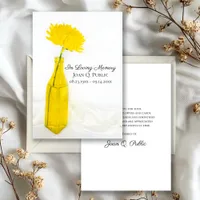 Yellow Flower in Vase Funeral Memorial Sympathy Thank You Card