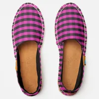 Cool Buffalo Plaid Check Patterned Pink Black Espadrilles