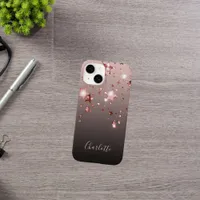 Rose gold stars black name iPhone 16 case