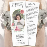 Memorial Elegant Floral Photo Prayer Card Funeral  Bookmarks