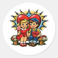 Valentine's Day | Retro Pop Art Vintage Classic Round Sticker