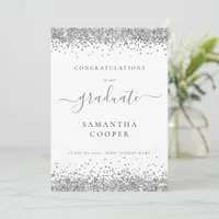 Modern 2024 Graduation Silver Glitter Announcement