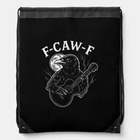 F Caw F Funny Crow Guitar Halloween Vintage Style Drawstring Bag