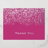 Magenta Silver Foil Wedding Thank You Card