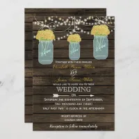 Barnwood, yellow mason jar wedding invitations