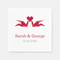 origami red cranes Wedding personalized napkins