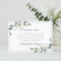 Sympathy Eucalyptus Funeral  Thank You Card