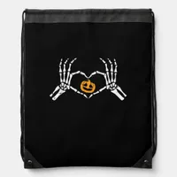 Skeleton Hand Heart Halloween Costume Pumpkin Drawstring Bag