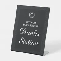 Sleek Black Personalized Drink Station Graduation  Pedestal Sign