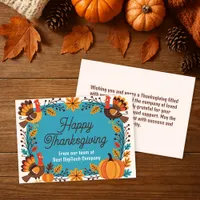 Festive Fall Turkeys and Pumpkins Thanksgiving Card