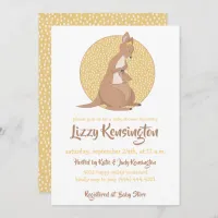 Kangaroo Baby Shower Yellow Gender Neutral Invitation