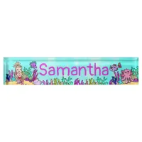 Personalized Mermaid, Fish, Coral Under the Sea Desk Name Plate