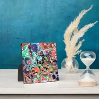 Colorful modern Abstract Fluid Art Plaque