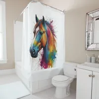 Pastel Colored Horse Portrait Shower Curtain