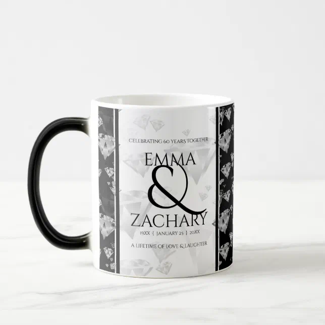 Elegant 60th 75th Diamond Wedding Anniversary Magic Mug