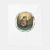 Cottagecore Frog Playing Banjo Goblincore Aestheti Fleece Blanket