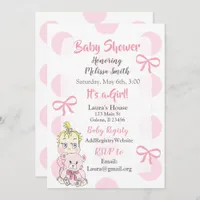 Blonde Baby Girl with Teddy Bear Baby showier Invitation