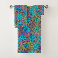 Abstract colorful star pattern  bath towel set