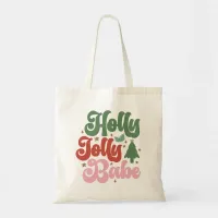 Holly Jolly Babe Retro Groovy Christmas Holidays Tote Bag