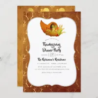 Gold Foil Thanksgiving Dinner/Feast Invitation