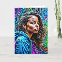 Pretty Graffiti Street Art Colorful Woman Blank Card