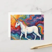 Beautiful Colorful Unicorn Fantasy Postcard