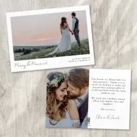 Merry & Married 2 Photo Calligraphy Wedding  Holiday Card