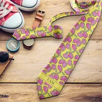 Vibrant Lemons Modern Bold Add Initials Summer  Neck Tie