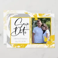 Tuscany Yellow Grey  Brush Strokes Save the Date Invitation