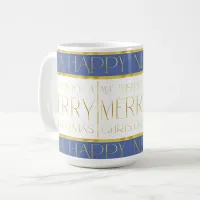 Blue Gold Christmas Pattern#35 ID1009 Coffee Mug