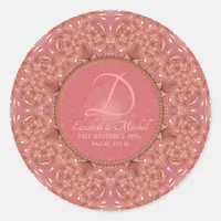 Rose Romance Monogram Wedding Keepsake Classic Round Sticker