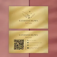 Gold Nail Artist QR Code For Professionals Business Card