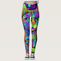 Fun Eccentric Comical Cat All-Over-Print Leggings