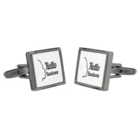 Hello Handsome Typography and Face Profile Outline Cufflinks