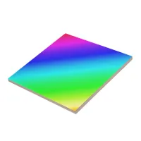 Diagonal Rainbow Gradient Blue to Green Ceramic Tile