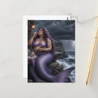 A Beautiful Mermaid Eating Birthday Cake Postcard
